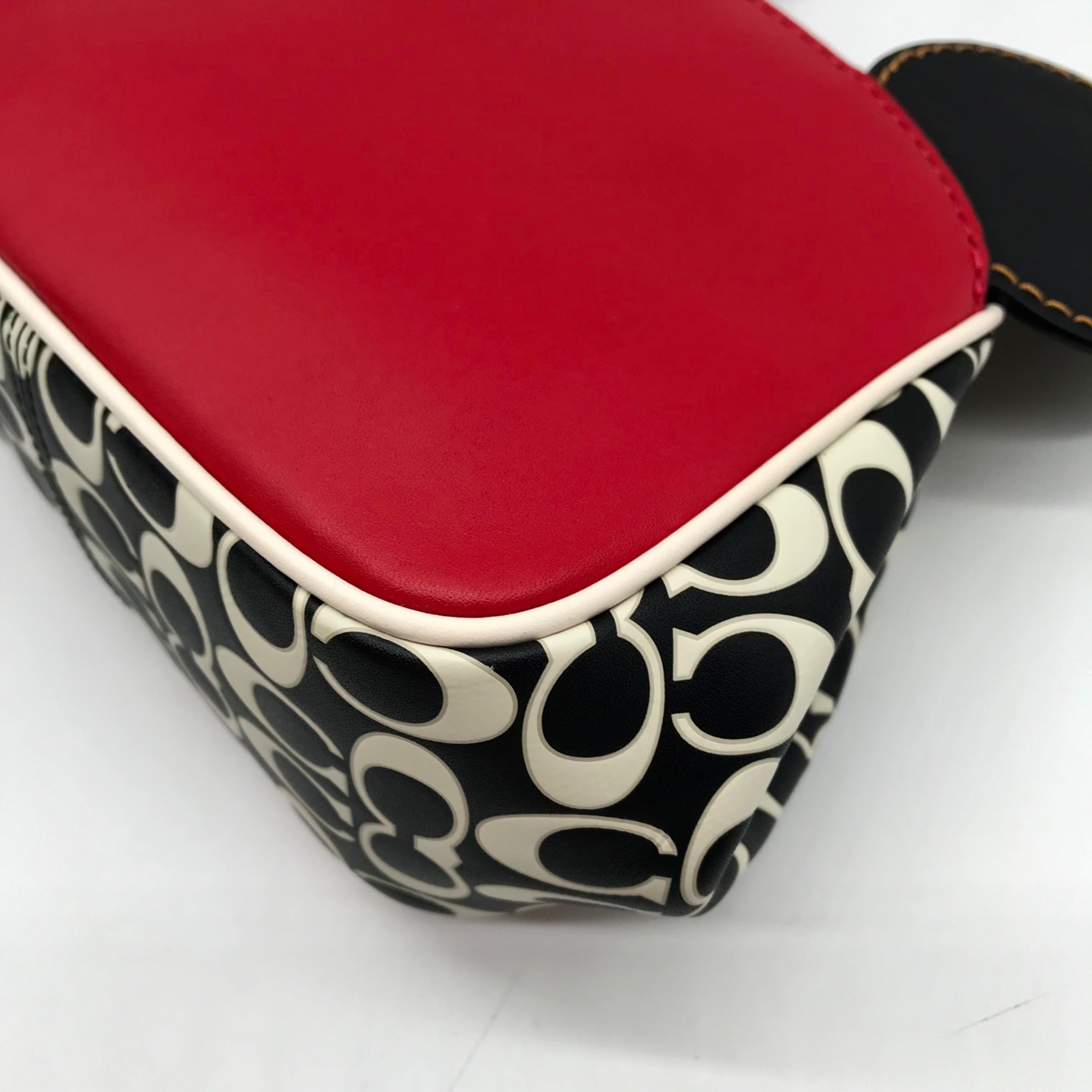 Coach Red Leather Disney Mickey Mouse X Keith Haring Shoulder Bag
