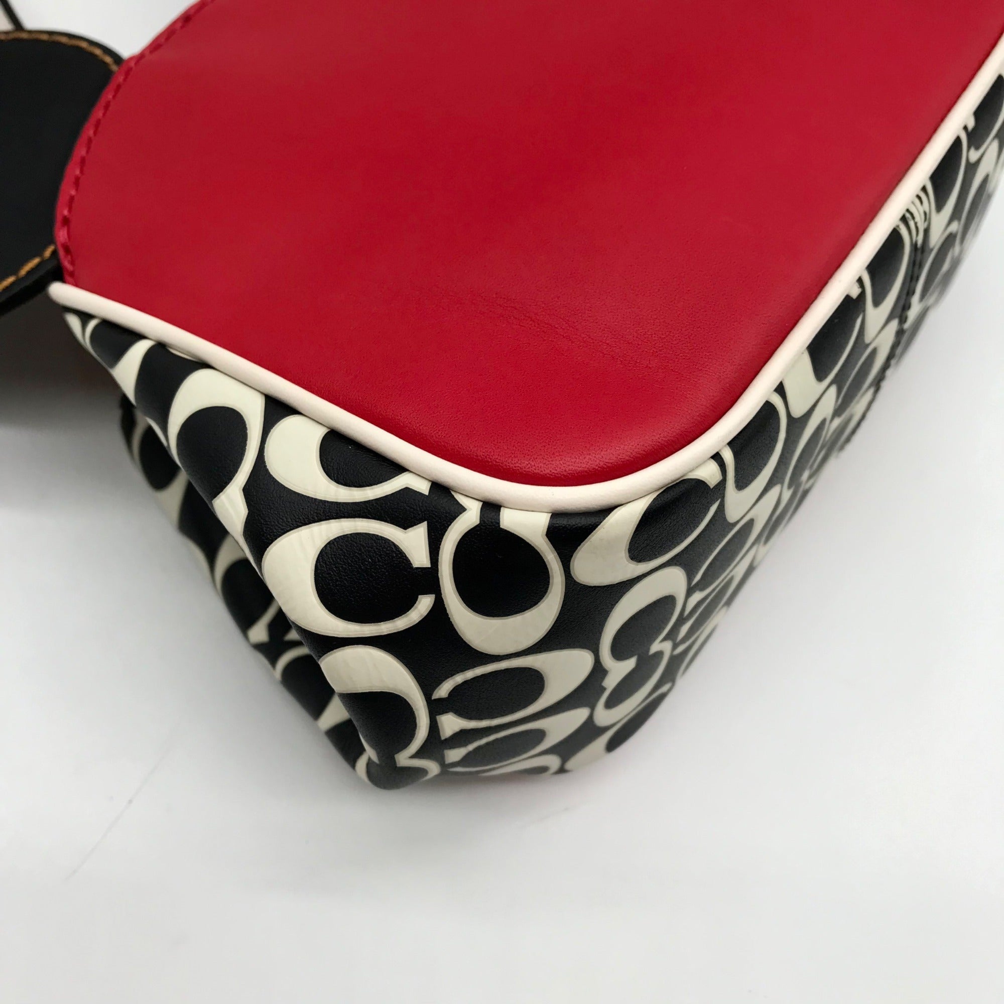 Coach Red Leather Disney Mickey Mouse X Keith Haring Shoulder Bag