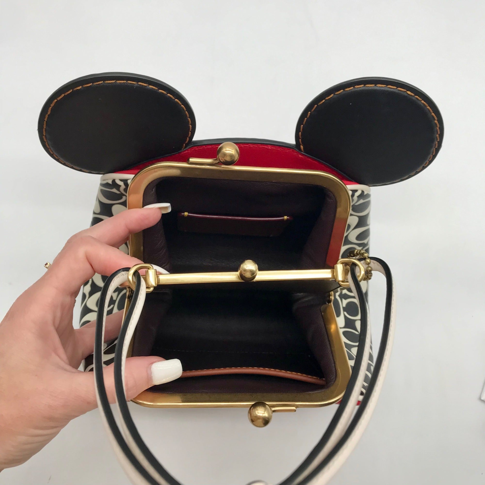 Coach Red Leather Disney Mickey Mouse X Keith Haring Shoulder Bag