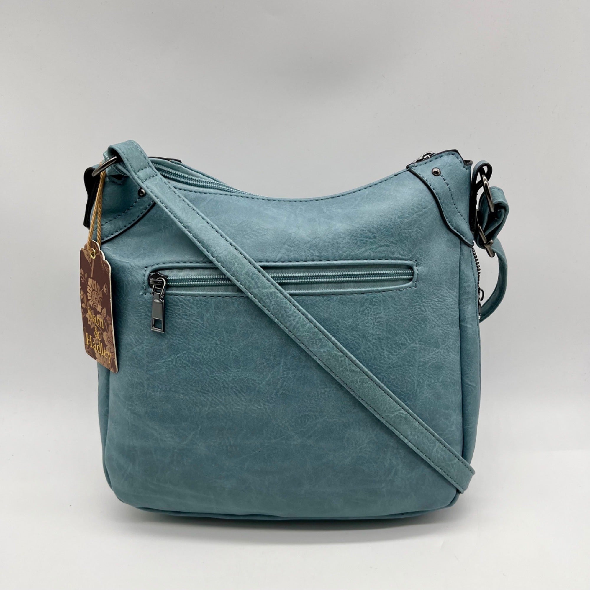 Sam Hadley Blue Denim Colored FauxLeather Crossbody Bag