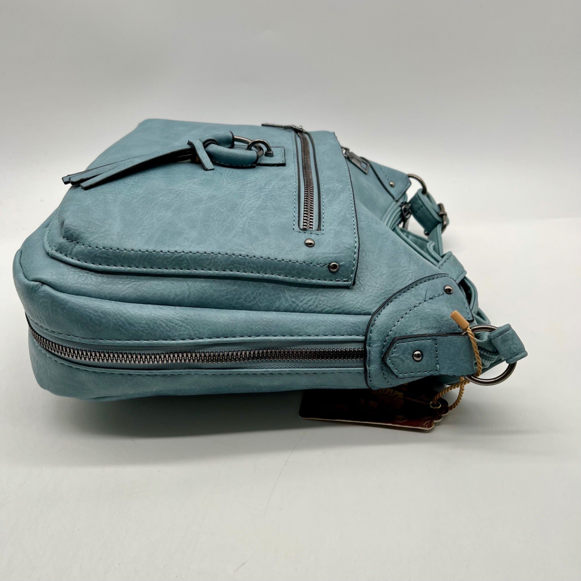 Sam Hadley Blue Denim Colored FauxLeather Crossbody Bag