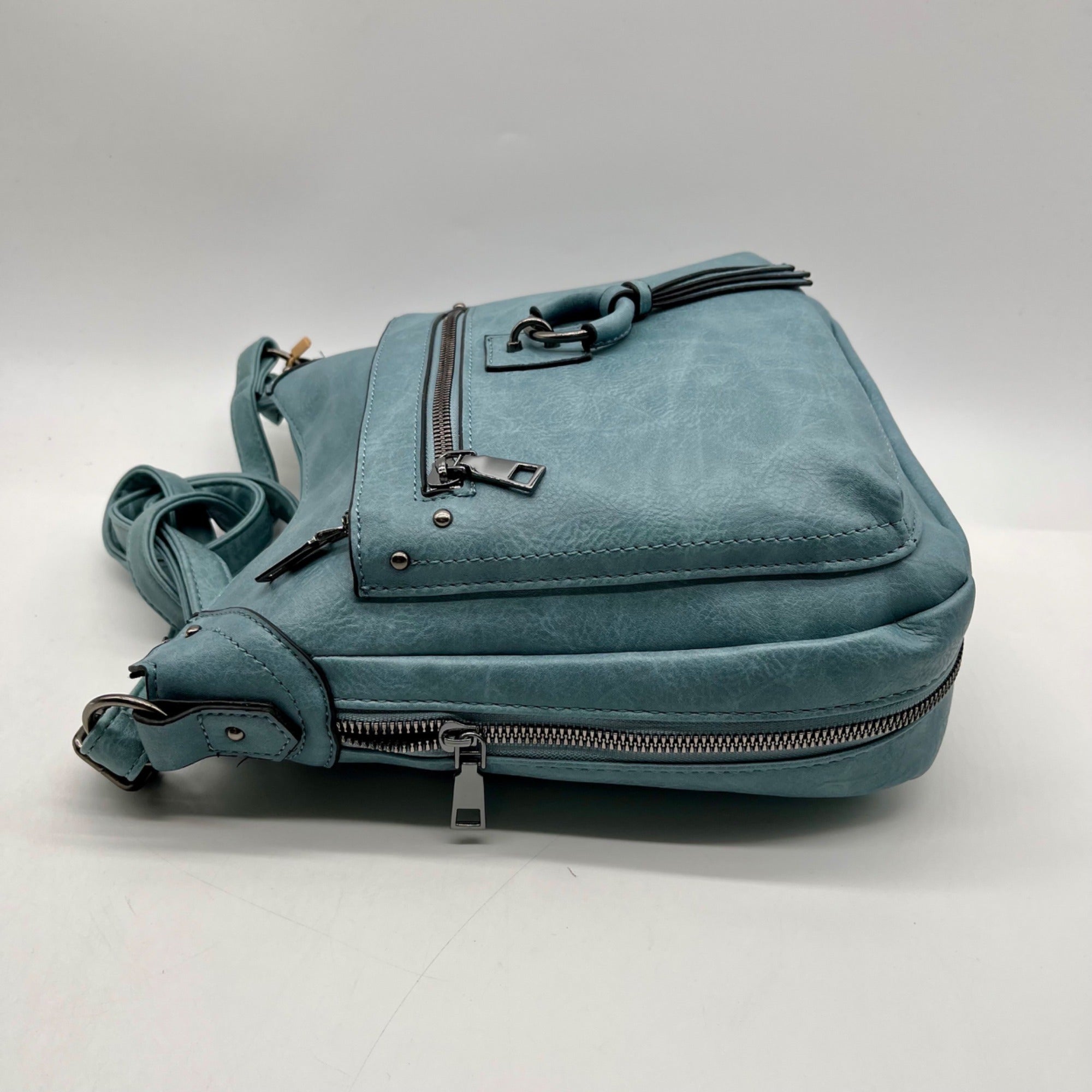 Sam Hadley Blue Denim Colored FauxLeather Crossbody Bag