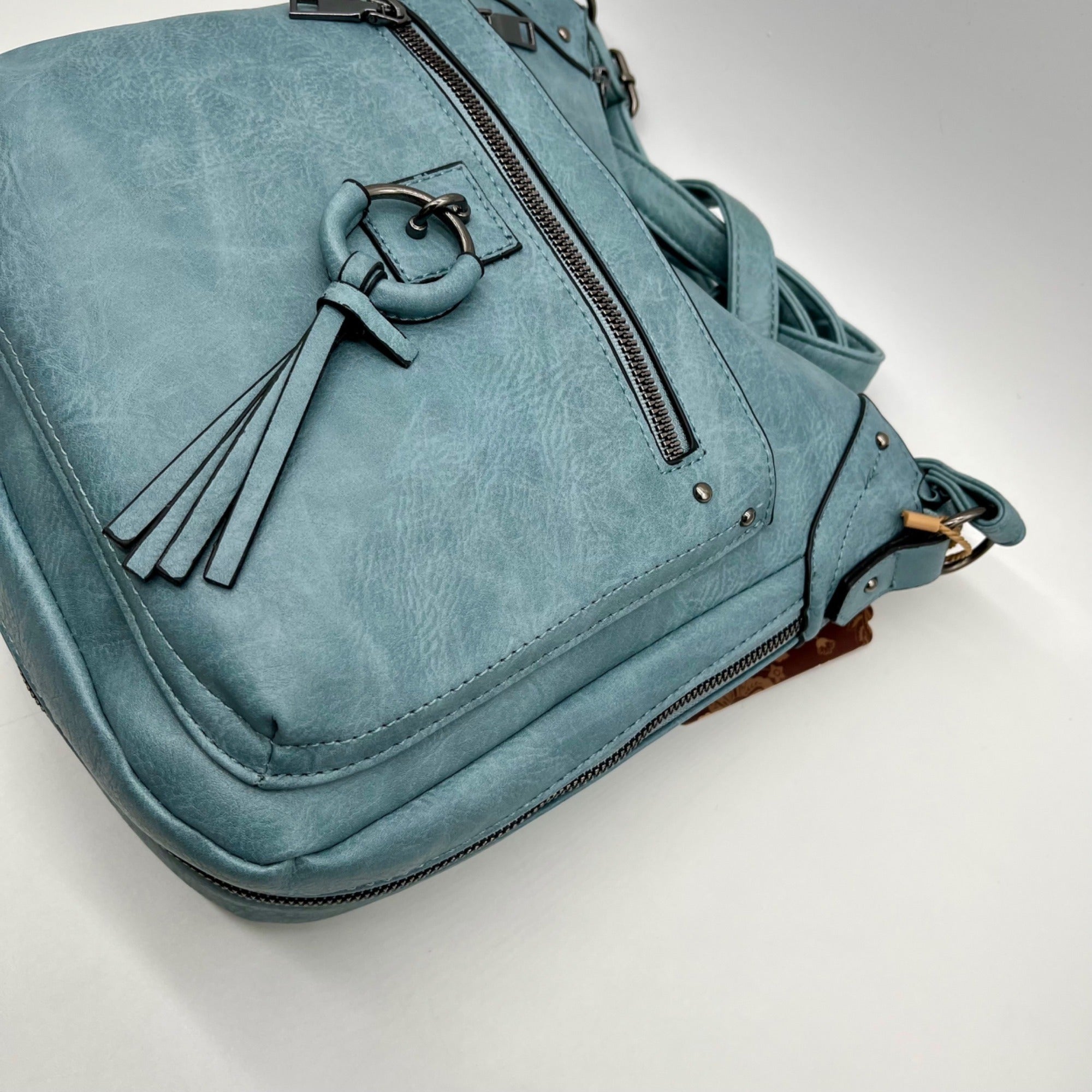 Sam Hadley Blue Denim Colored FauxLeather Crossbody Bag