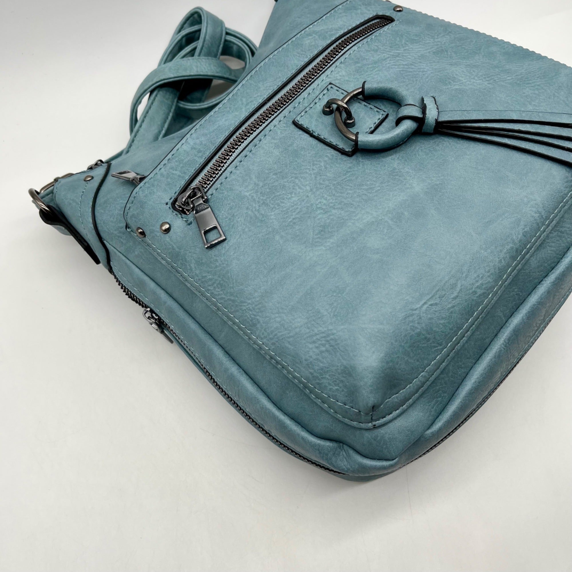 Sam Hadley Blue Denim Colored FauxLeather Crossbody Bag