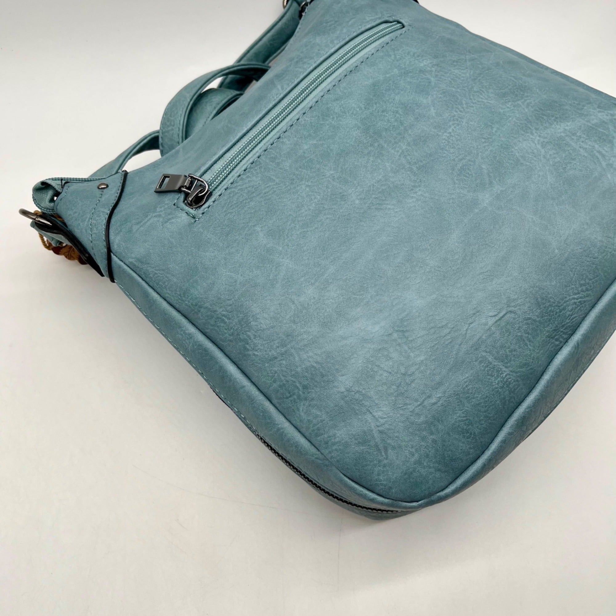 Sam Hadley Blue Denim Colored FauxLeather Crossbody Bag