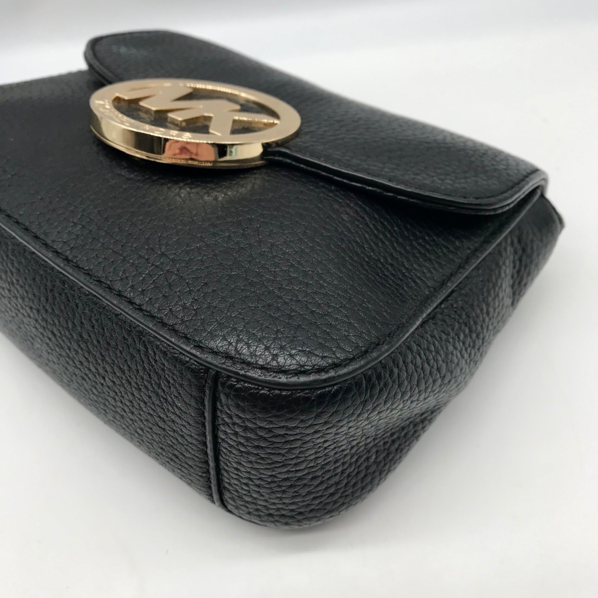 Michael Kors Black Pebbled Leather Fulton Crossbody Bag