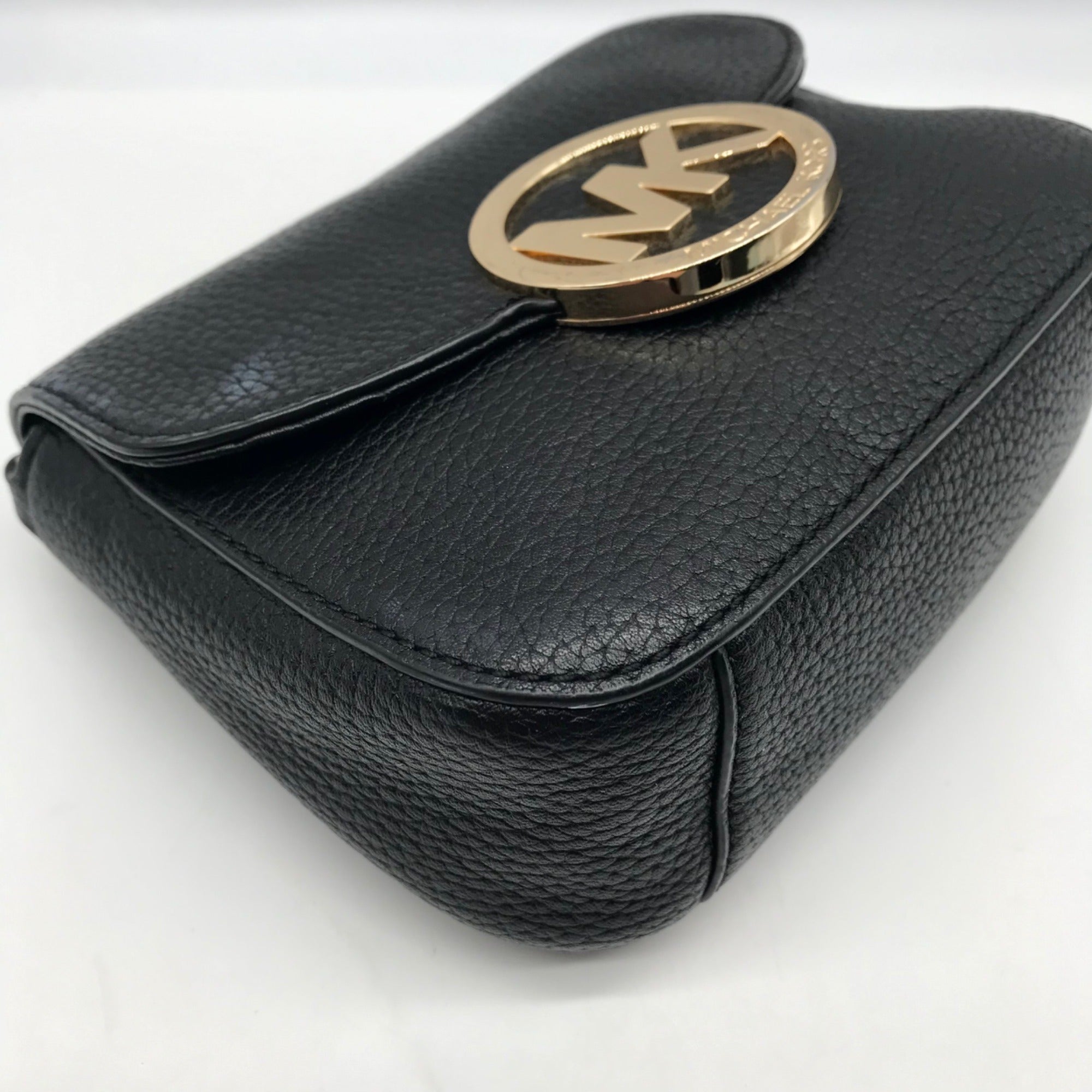 Michael Kors Black Pebbled Leather Fulton Crossbody Bag