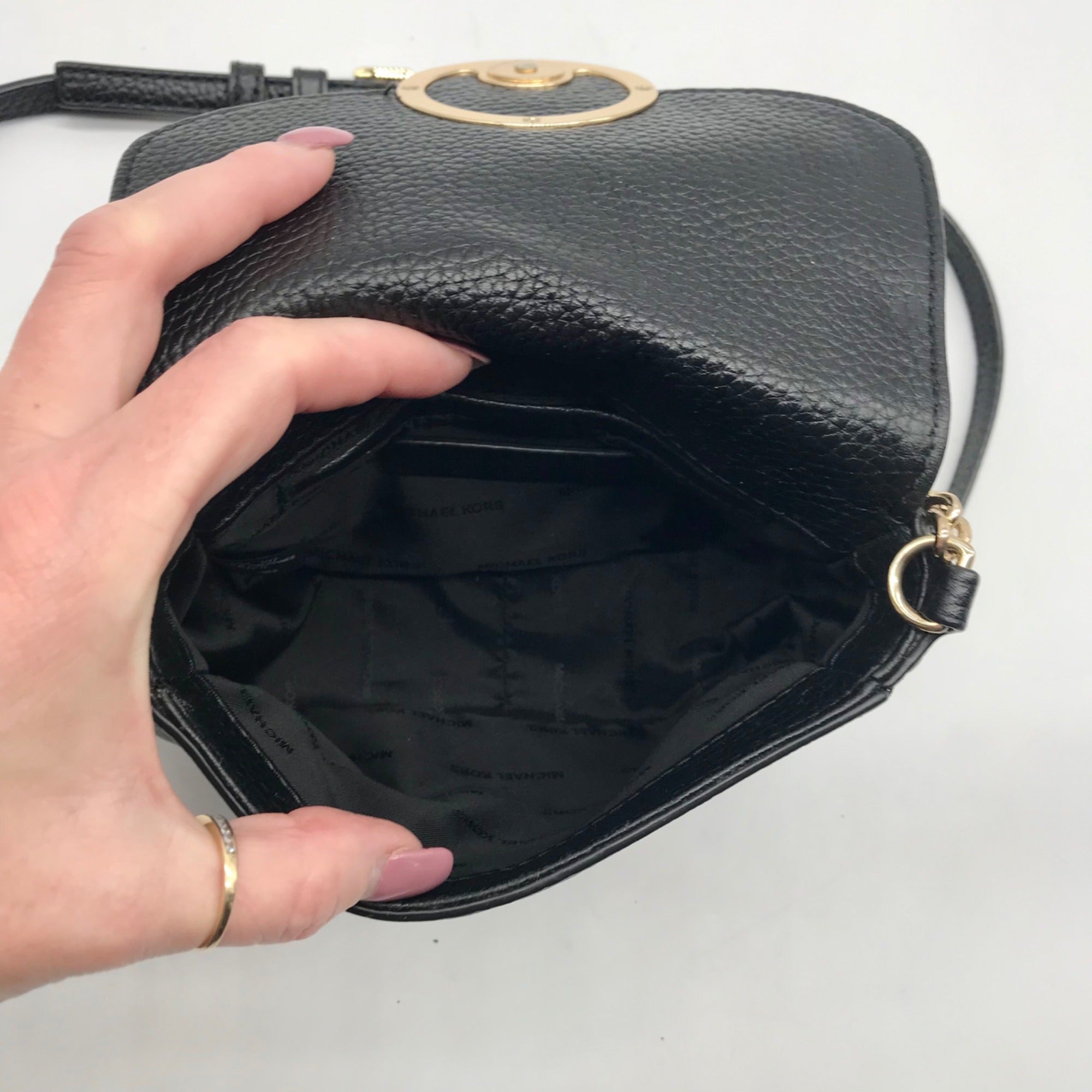 Michael Kors Black Pebbled Leather Fulton Crossbody Bag