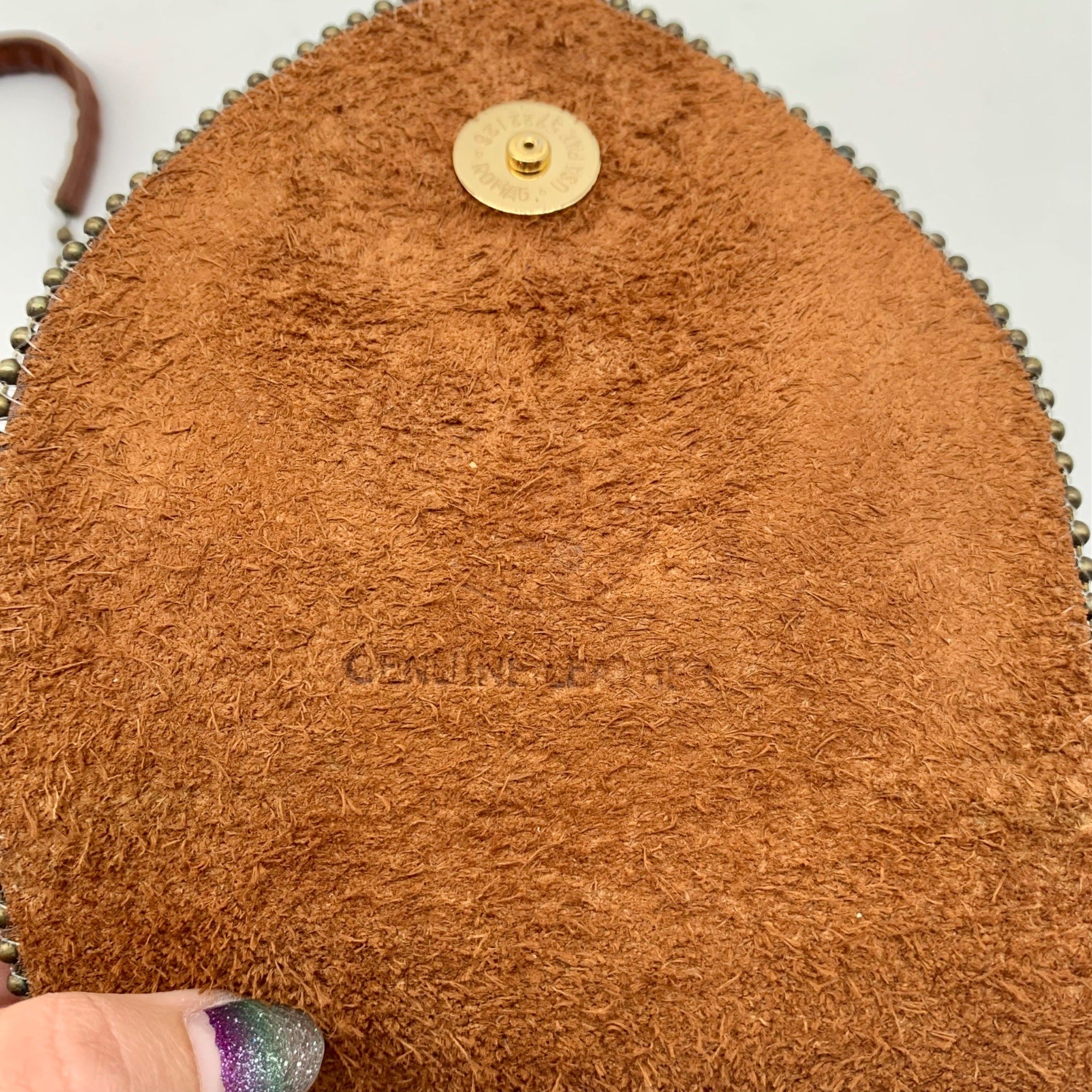 Leatherock Brown Leather Crossbody with Embellished Cross