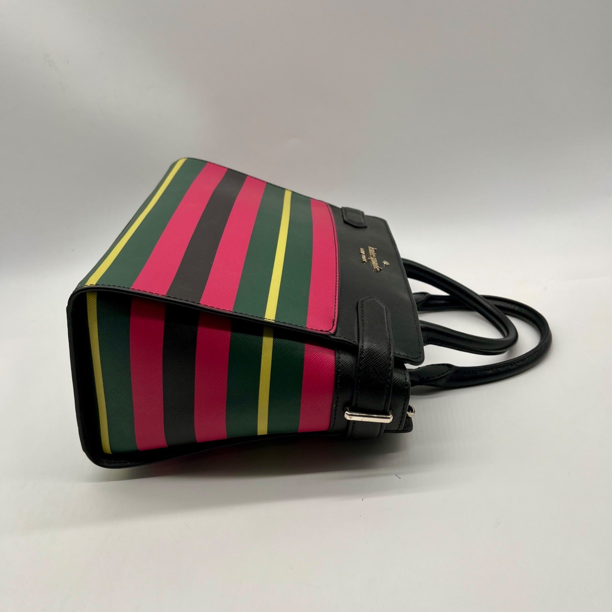 Kate Spade Multicolor Faux Leather Striped Medium Satchel Bag