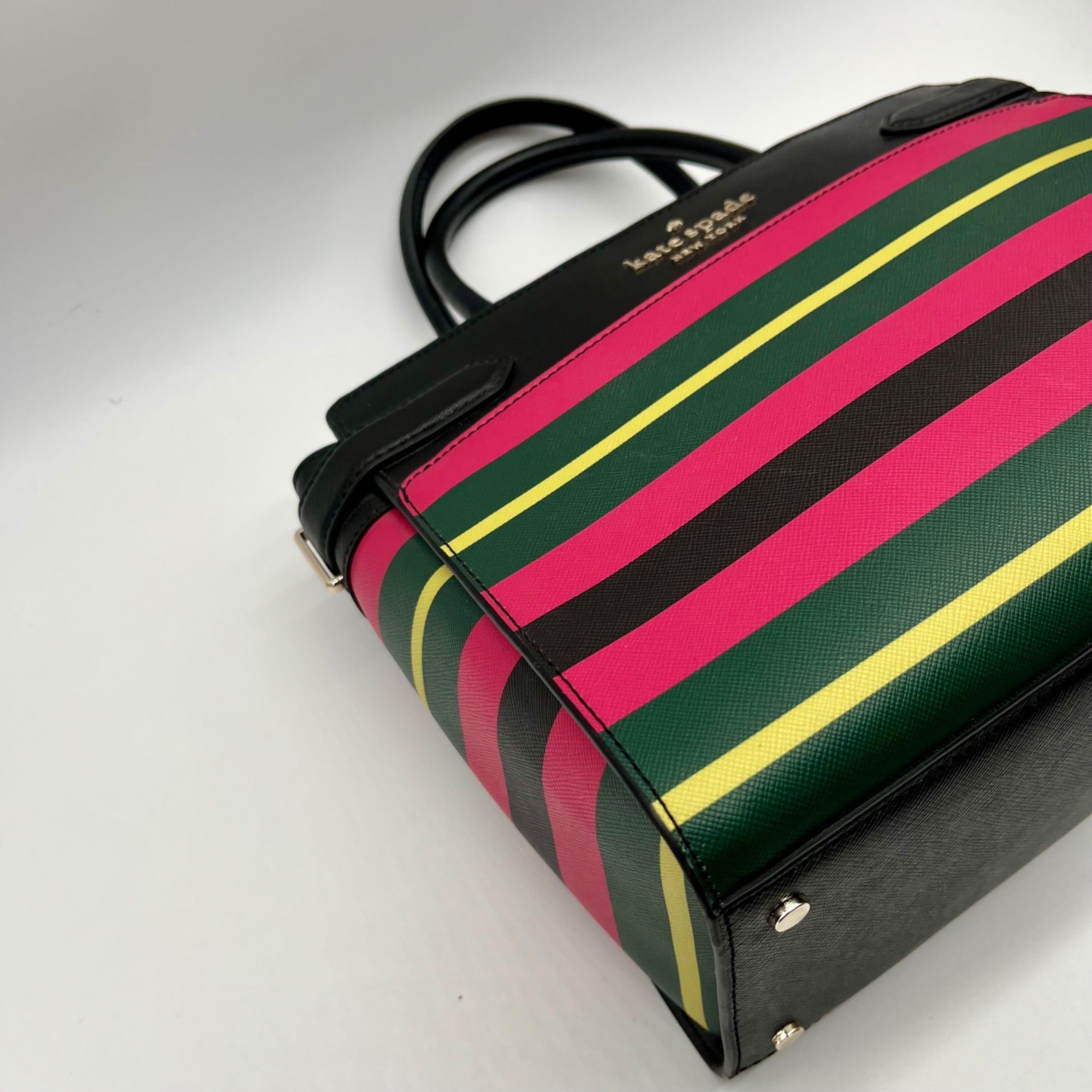 Kate Spade Multicolor Faux Leather Striped Medium Satchel Bag