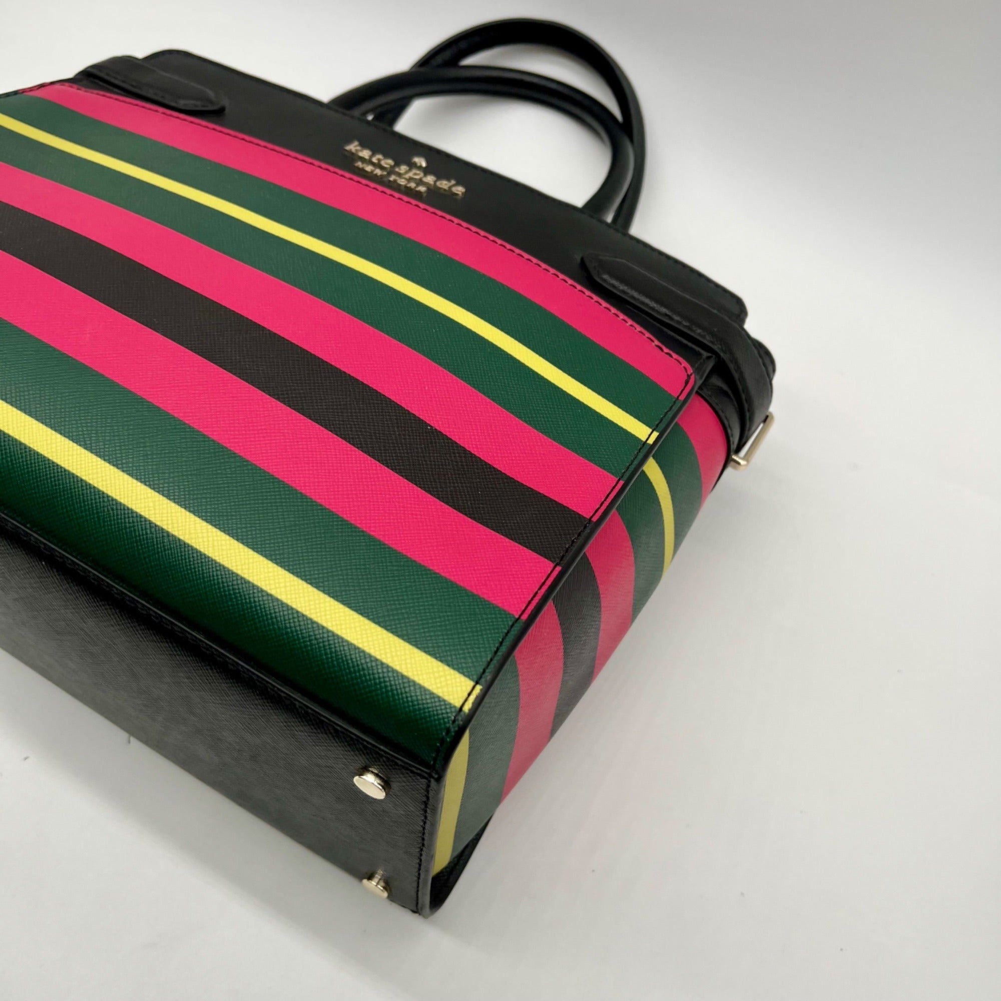 Kate Spade Multicolor Faux Leather Striped Medium Satchel Bag