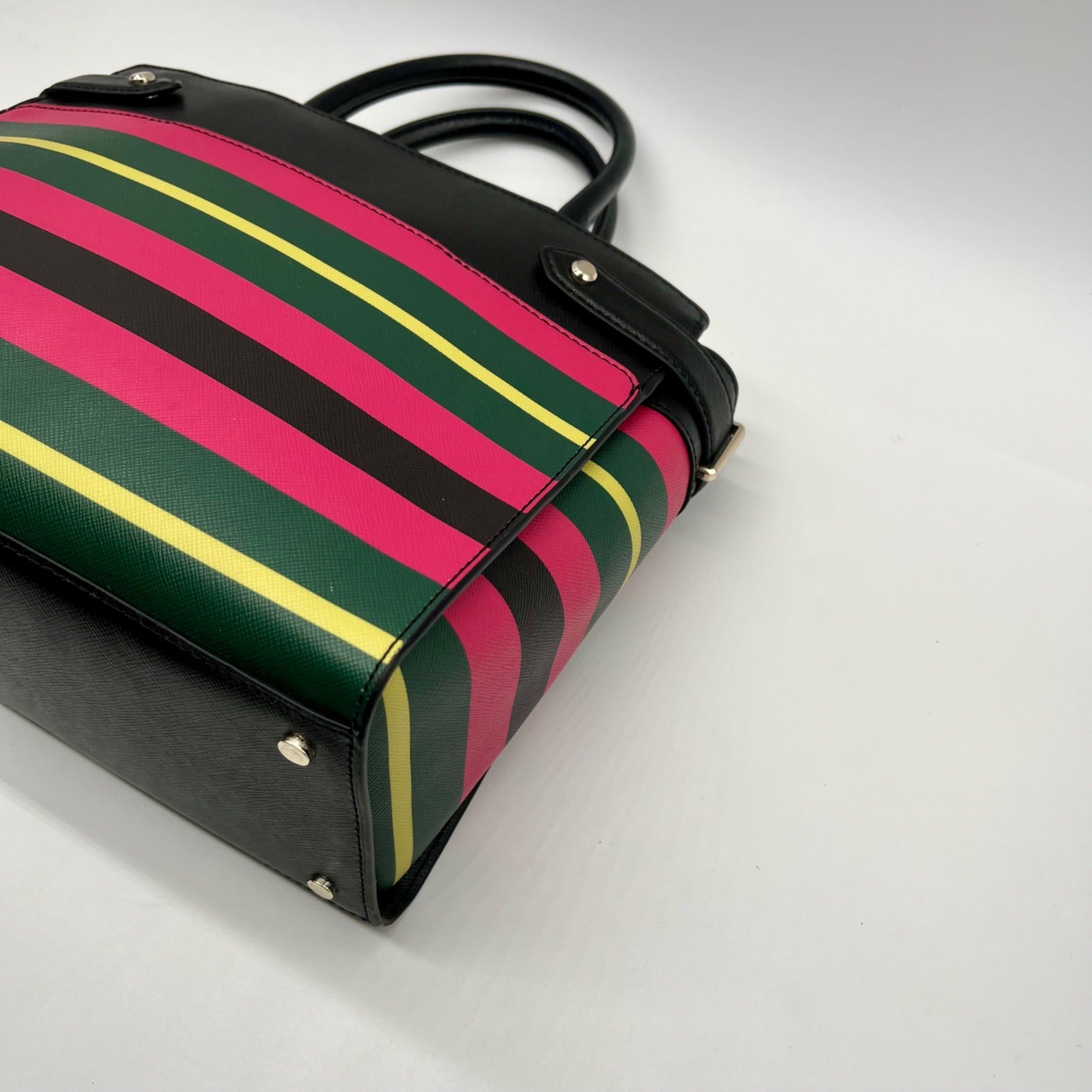 Kate Spade Multicolor Faux Leather Striped Medium Satchel Bag