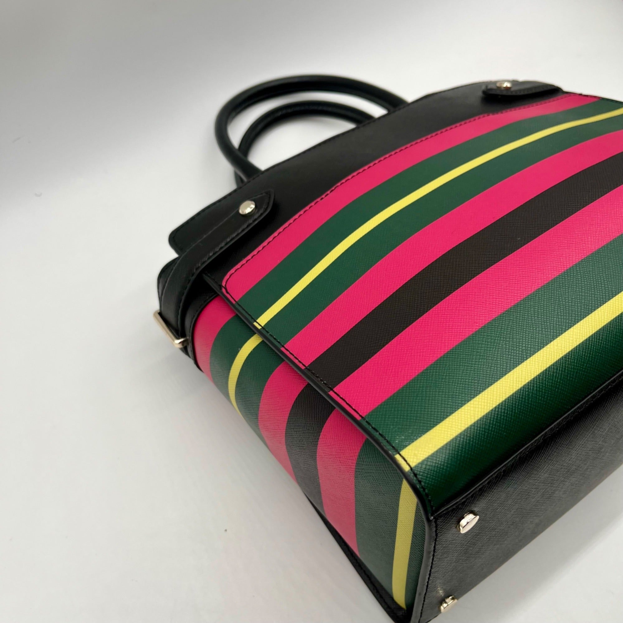 Kate Spade Multicolor Faux Leather Striped Medium Satchel Bag