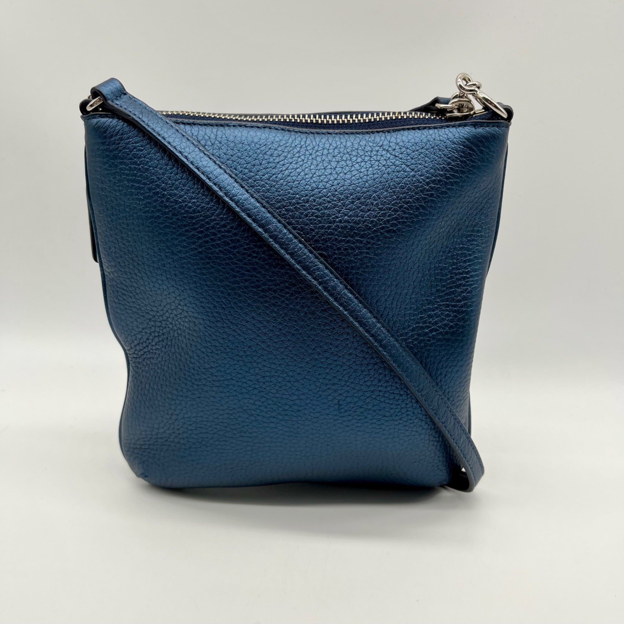 Coach Blue Pebbled Leather Swagger Crossbody Bag