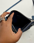 Coach Blue Pebbled Leather Swagger Crossbody Bag