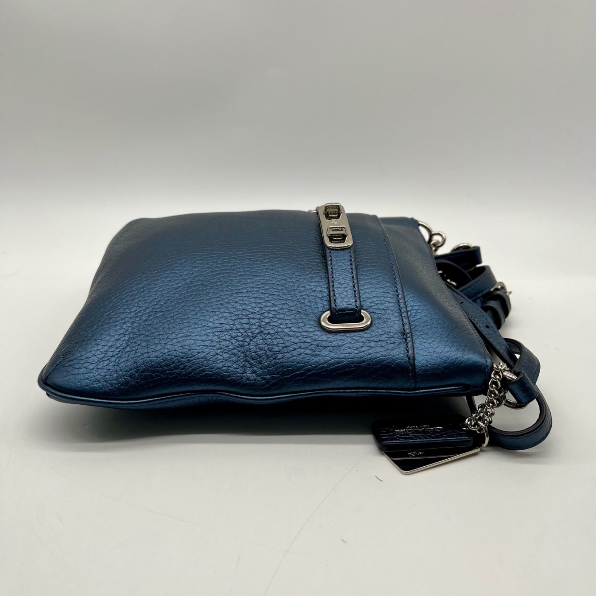 Coach Blue Pebbled Leather Swagger Crossbody Bag