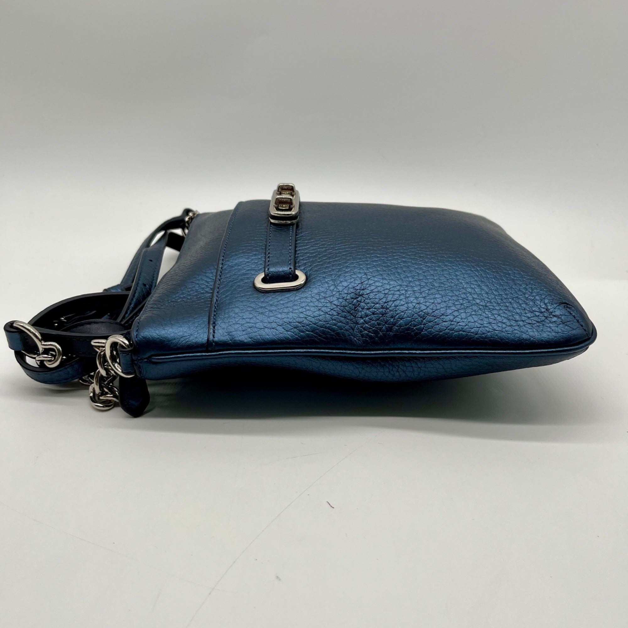 Coach Blue Pebbled Leather Swagger Crossbody Bag