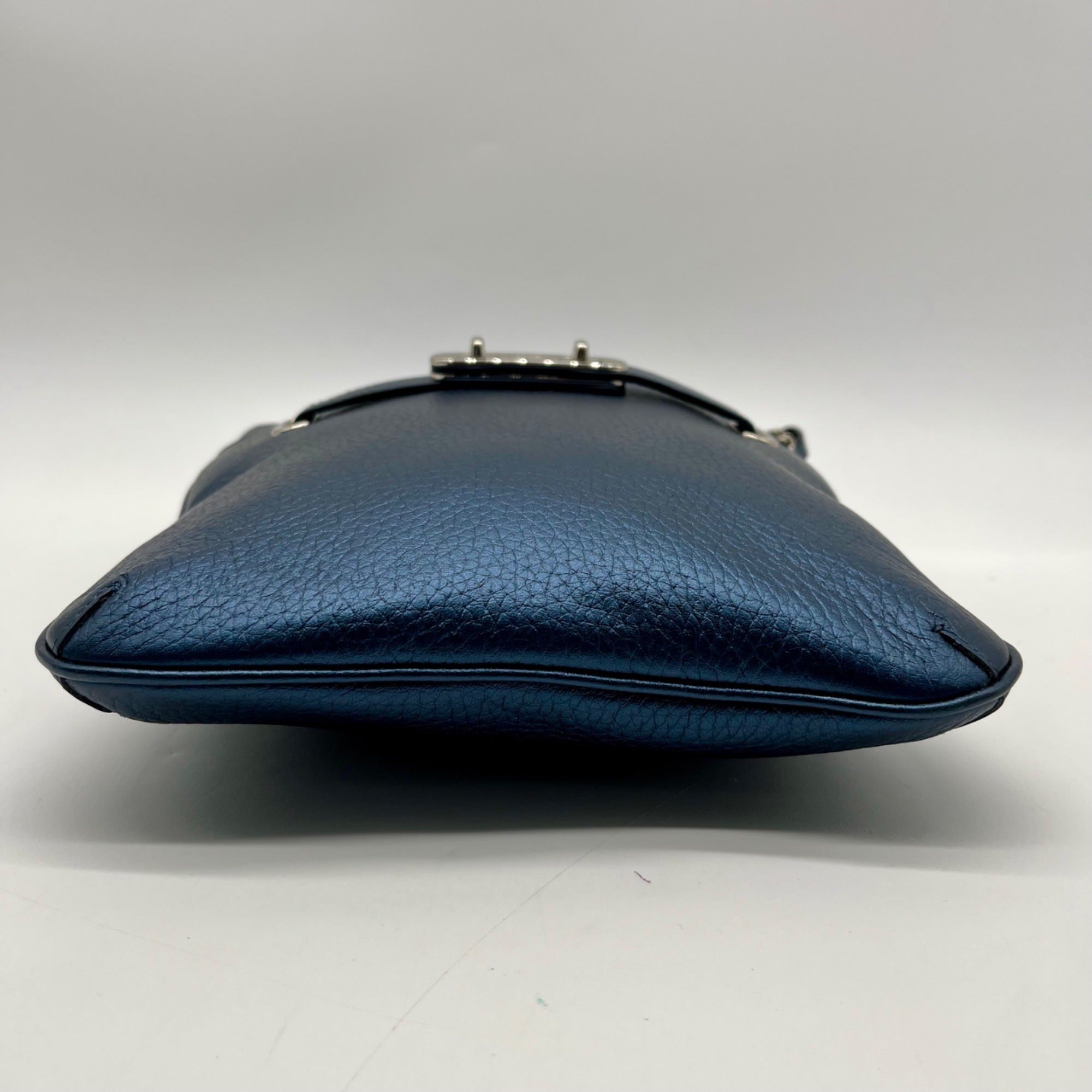 Coach Blue Pebbled Leather Swagger Crossbody Bag