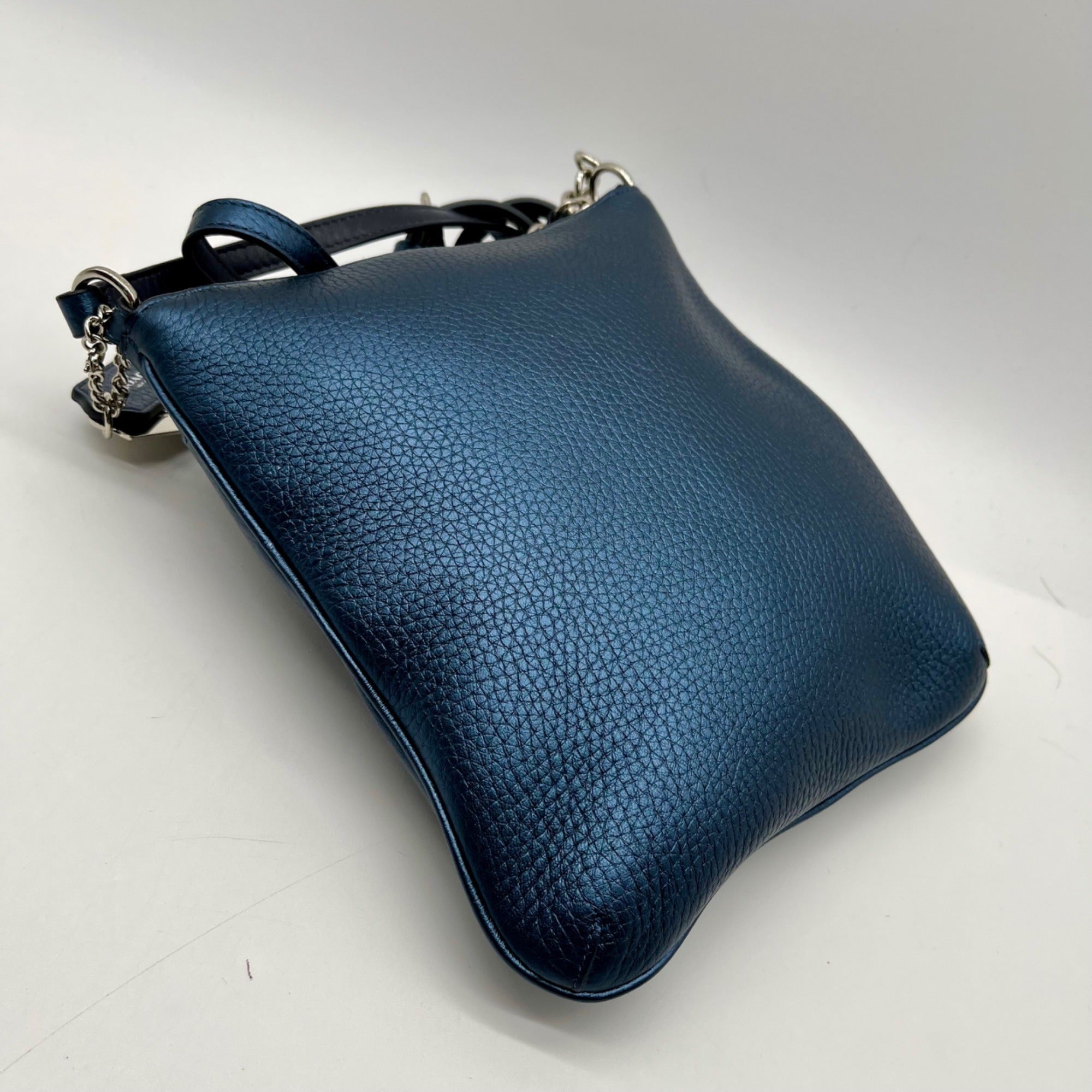 Coach Blue Pebbled Leather Swagger Crossbody Bag