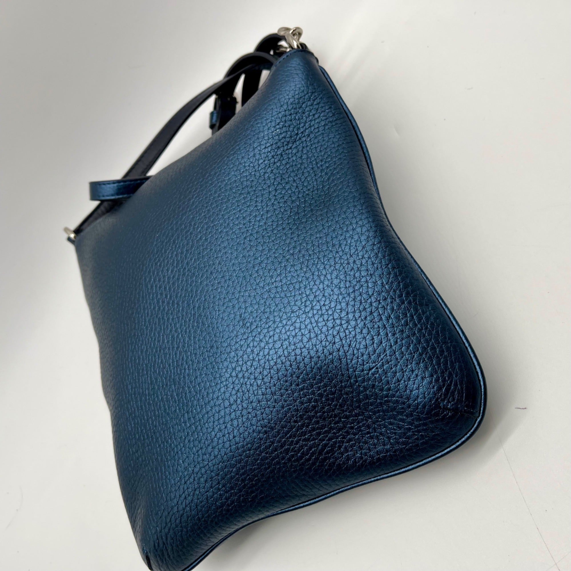 Coach Blue Pebbled Leather Swagger Crossbody Bag
