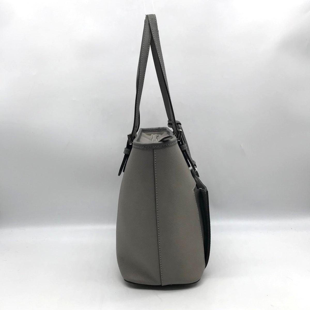 Michael Kors Gray Saffiano Leather Jet Set Pocket Tote Bag