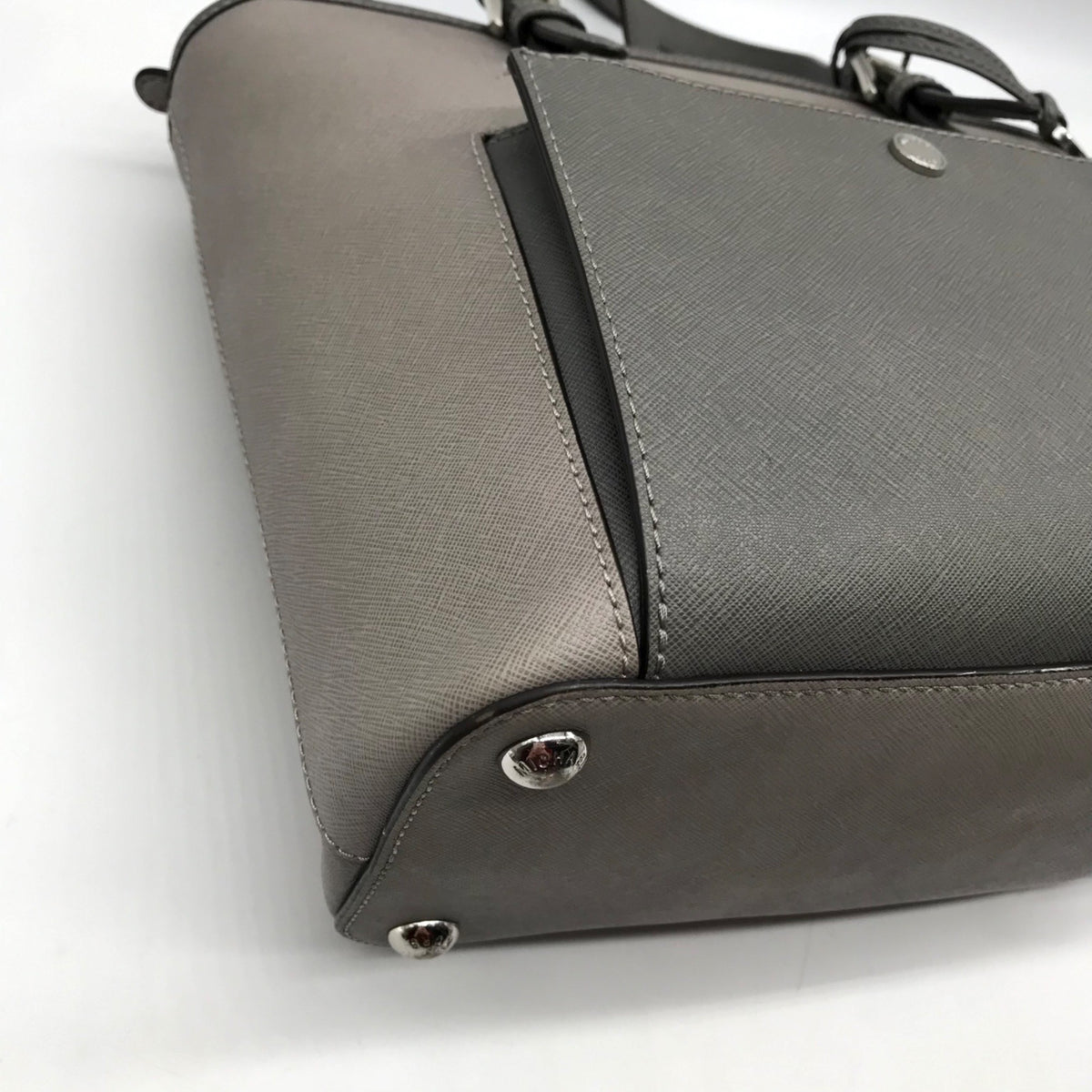 Michael Kors Gray Saffiano Leather Jet Set Pocket Tote Bag