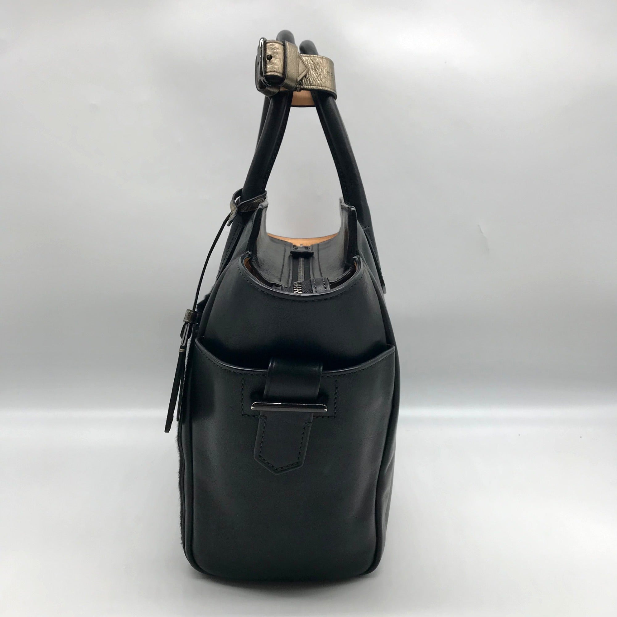 Reed Krakoff Black Leather &amp; Calf Hair Atlantique Satchel