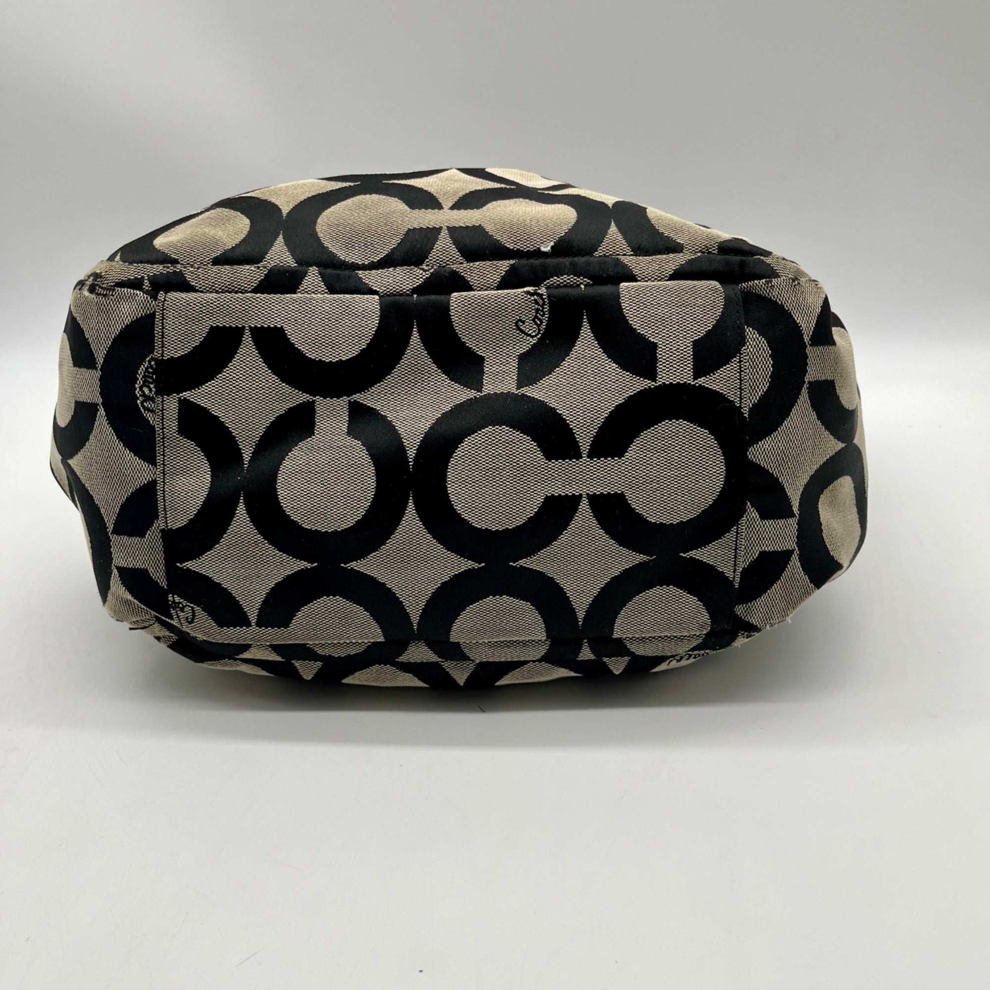 Coach Black and Grey Canvas Op Art Hobo Bag 13427