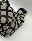 Coach Black and Grey Canvas Op Art Hobo Bag 13427