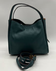 American Leather Dark Teal Pebbled Leather Convertible Crossbody