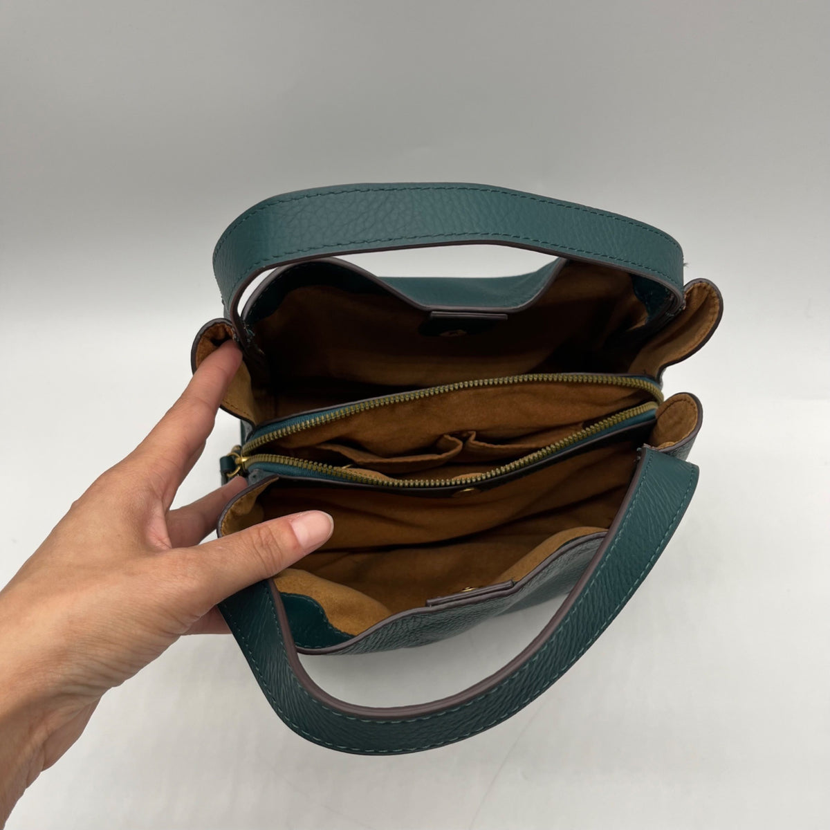 American Leather Dark Teal Pebbled Leather Convertible Crossbody