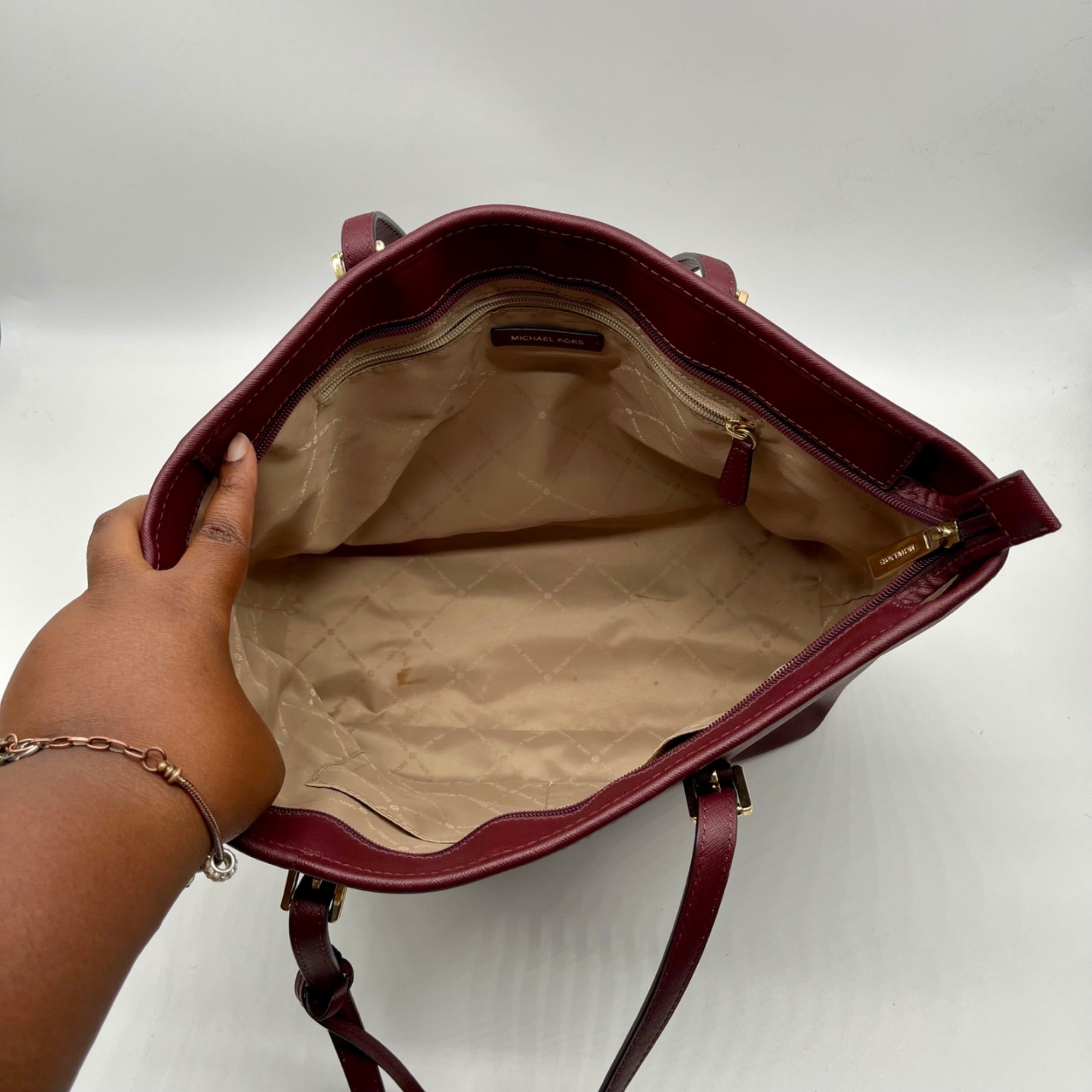 Michael Kors Mulberry Wine Saffiano Leather Tote Bag