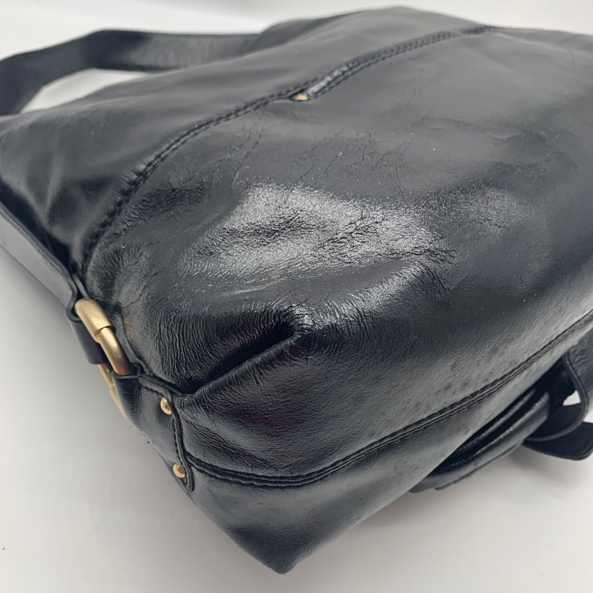 Michael Kors Black Patent Leather Austin Slouchy Bag