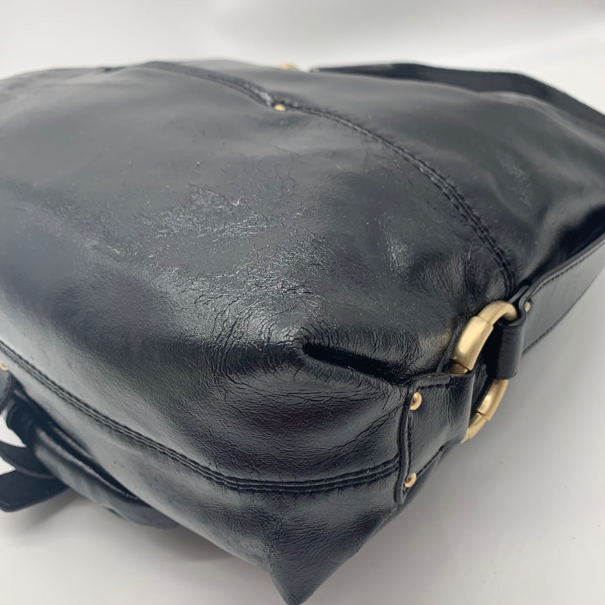 Michael Kors Black Patent Leather Austin Slouchy Bag