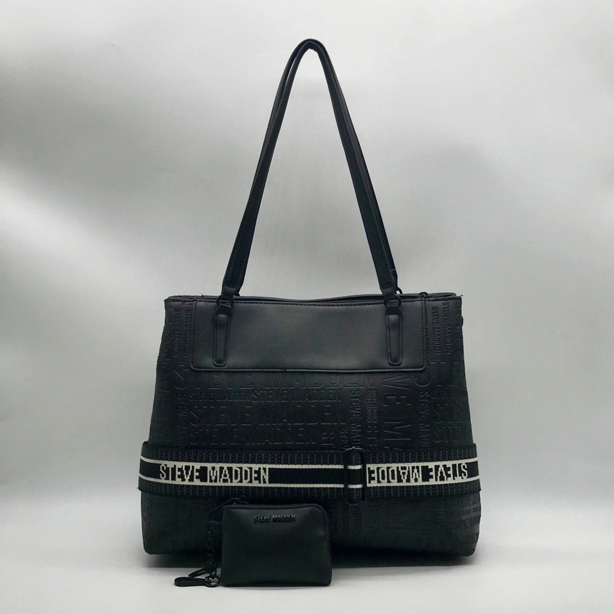 Steve Madden Black Faux Leather Tote Bag