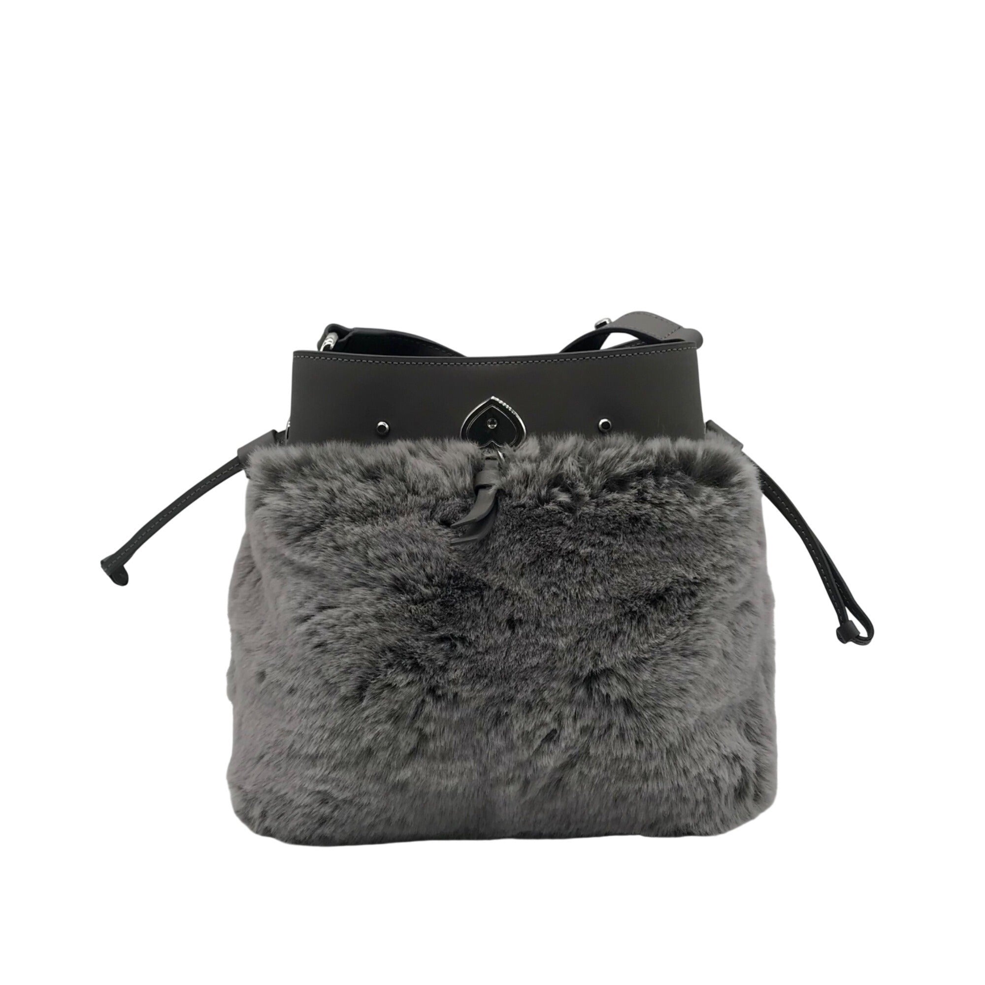 Kate Spade Gray Leather And Fur Marti Crossbody Bag