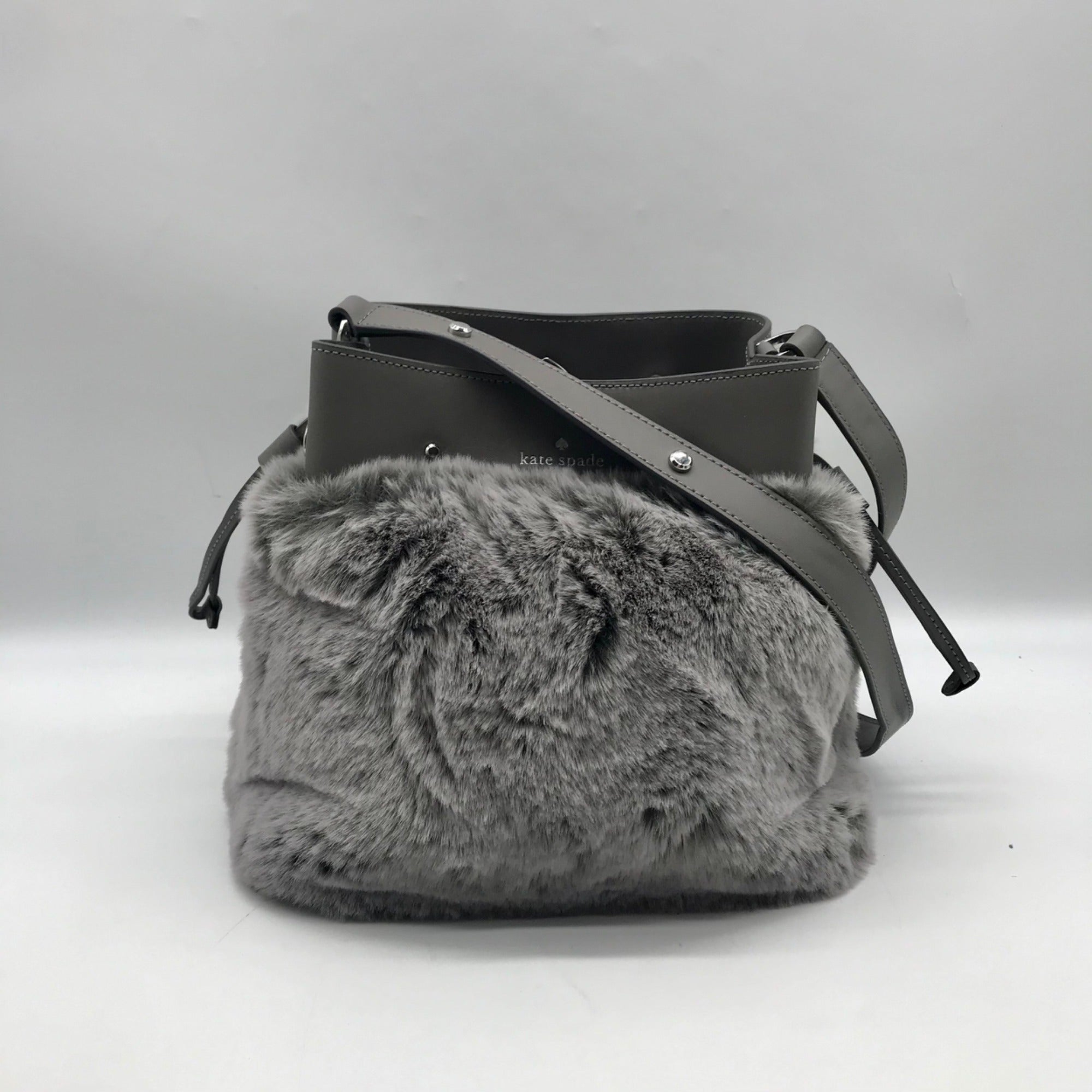 Kate Spade Gray Leather And Fur Marti Crossbody Bag