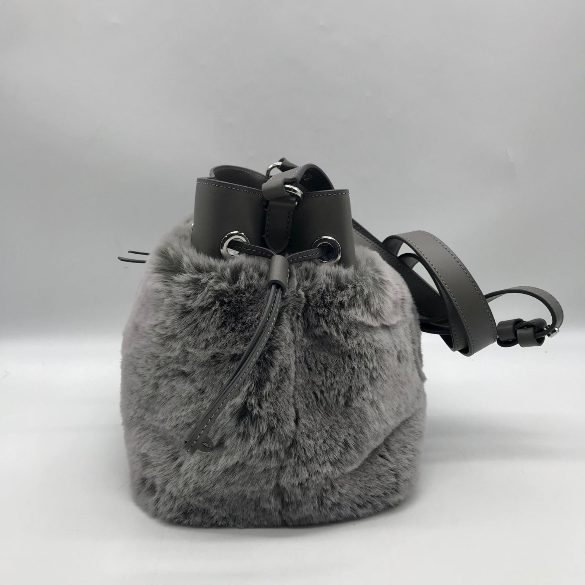 Kate Spade Gray Leather And Fur Marti Crossbody Bag