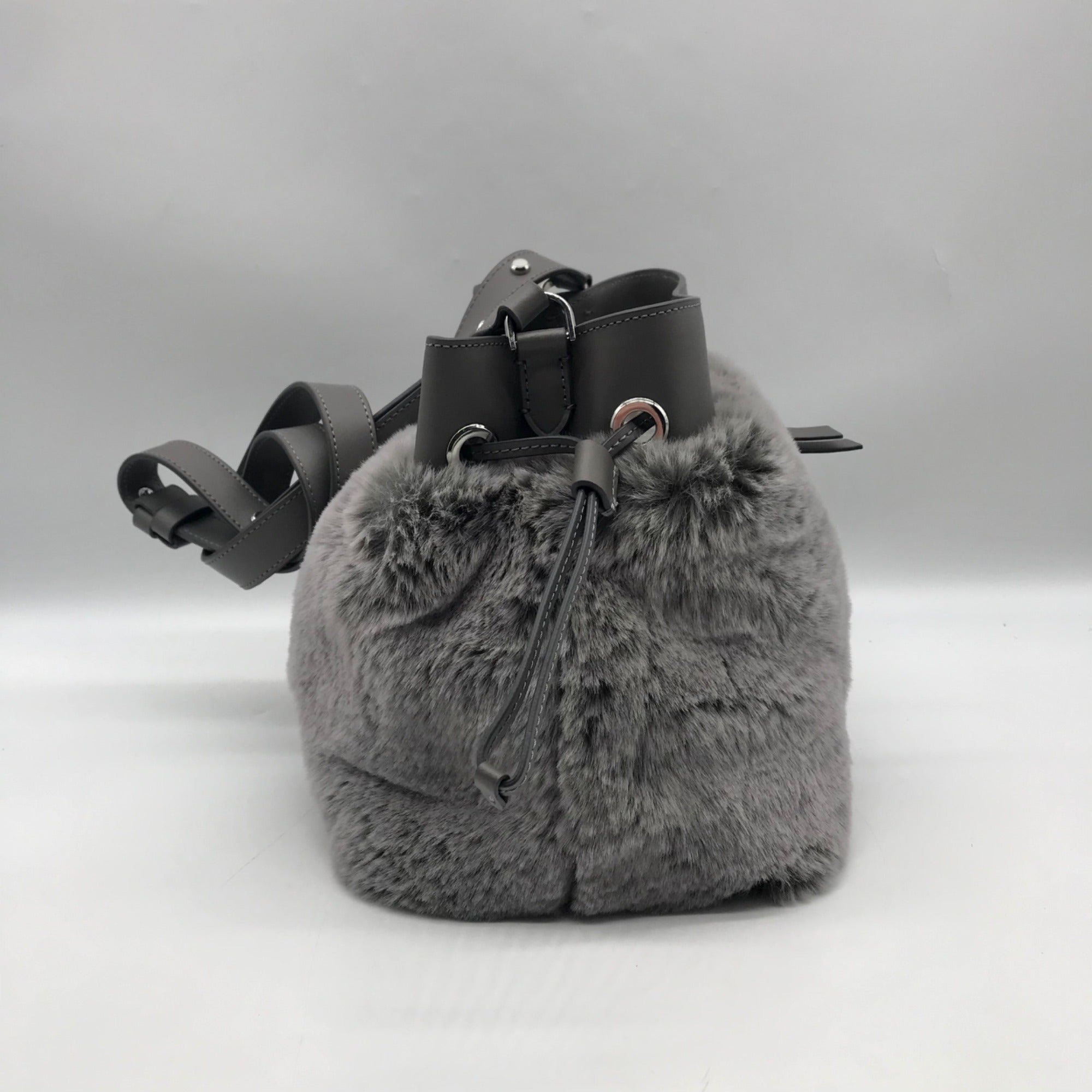 Kate Spade Gray Leather And Fur Marti Crossbody Bag