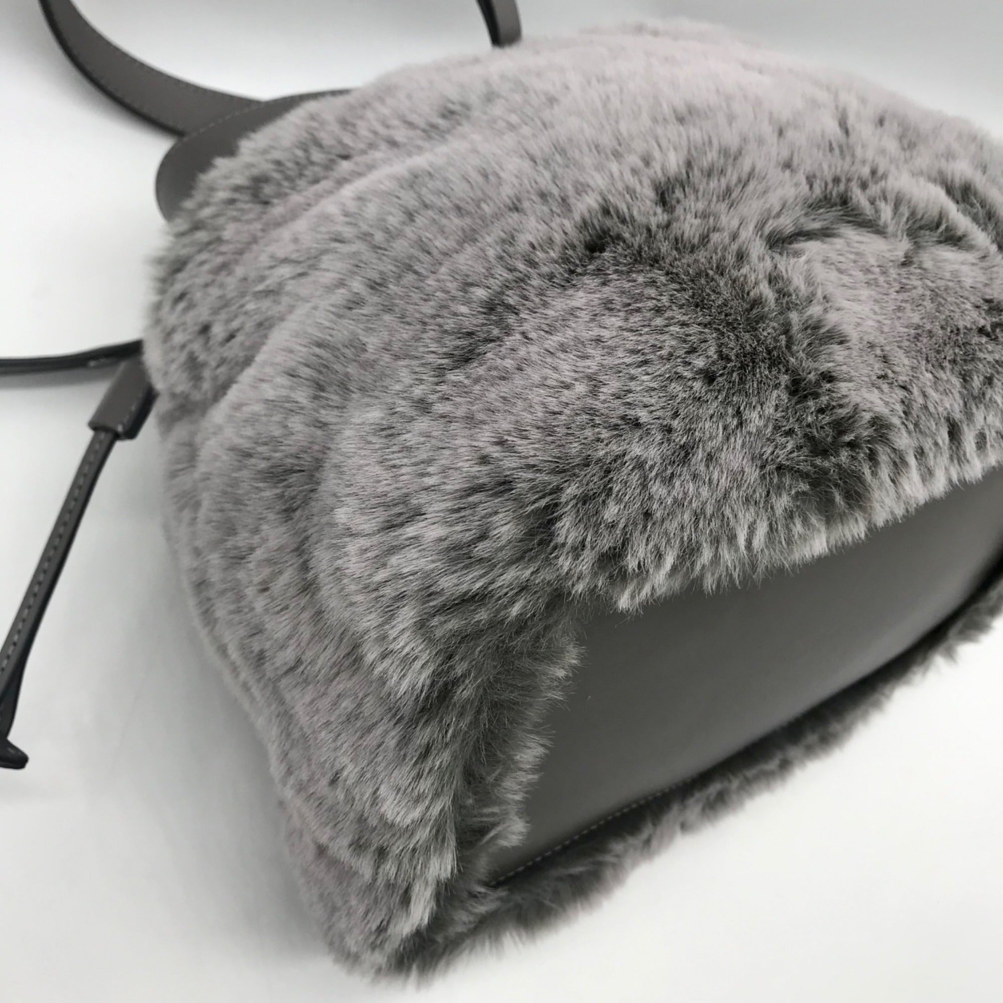 Kate Spade Gray Leather And Fur Marti Crossbody Bag