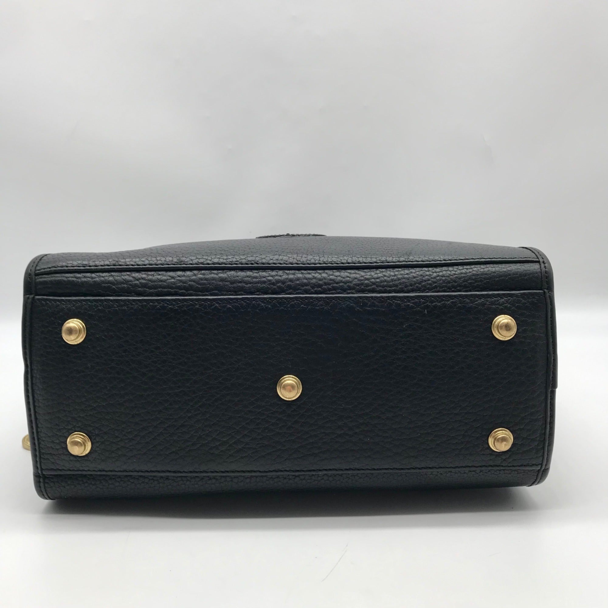 Dooney &amp; Bourke Black Leather P212 Buckle Convertible Satchel Bag
