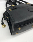 Dooney & Bourke Black Leather P212 Buckle Convertible Satchel Bag