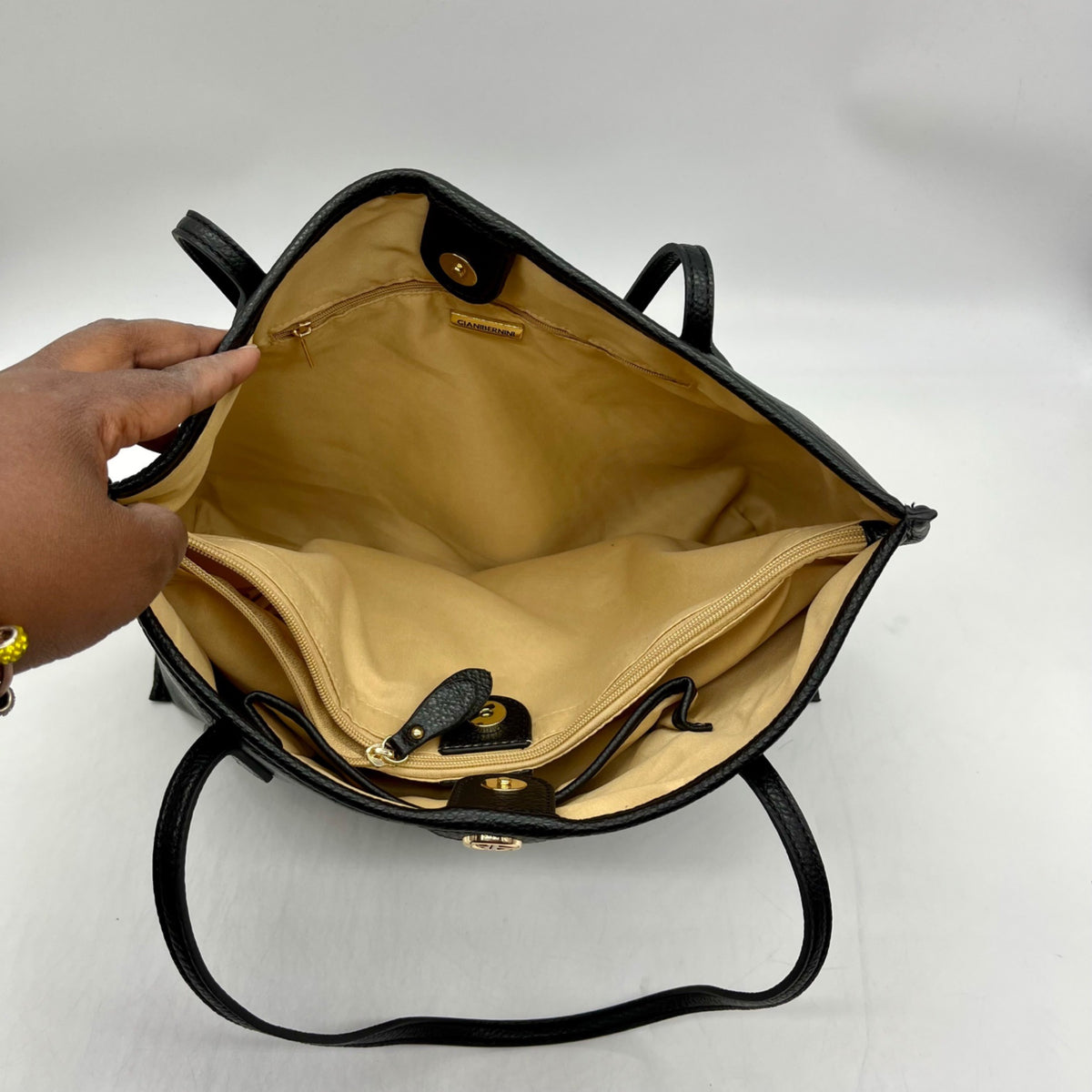 Giani Bernini Black Pebbled Leather Tote Bag