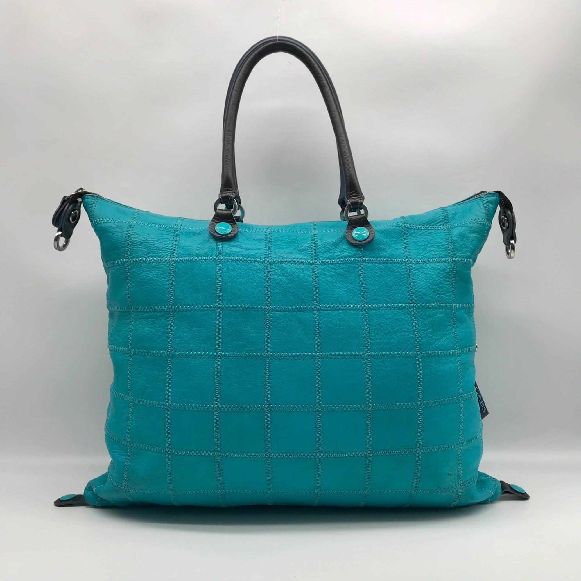 Gabs Turquoise Leather Large Convertible Shopping Tote Bag