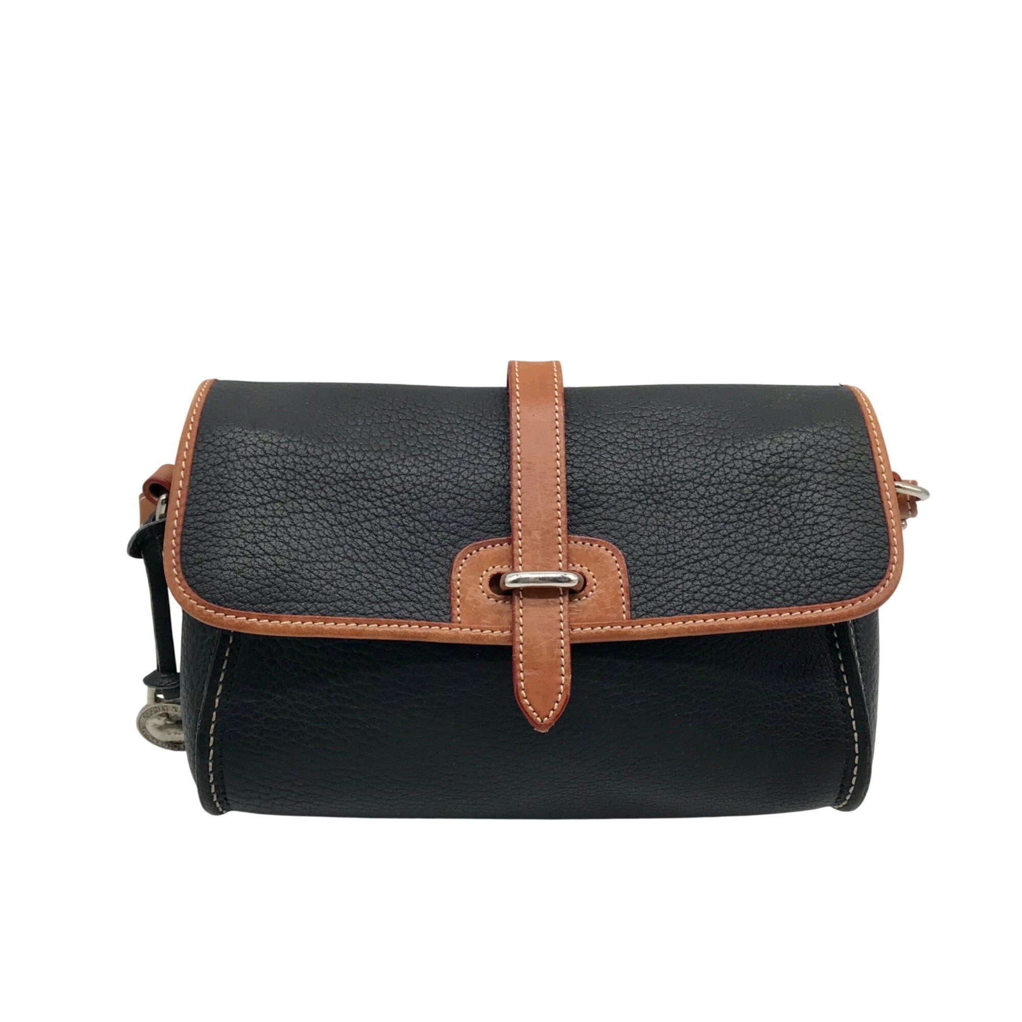 Dooney &amp; Bourke Black &amp; Brown Leather East West Flap Crossbody Bag