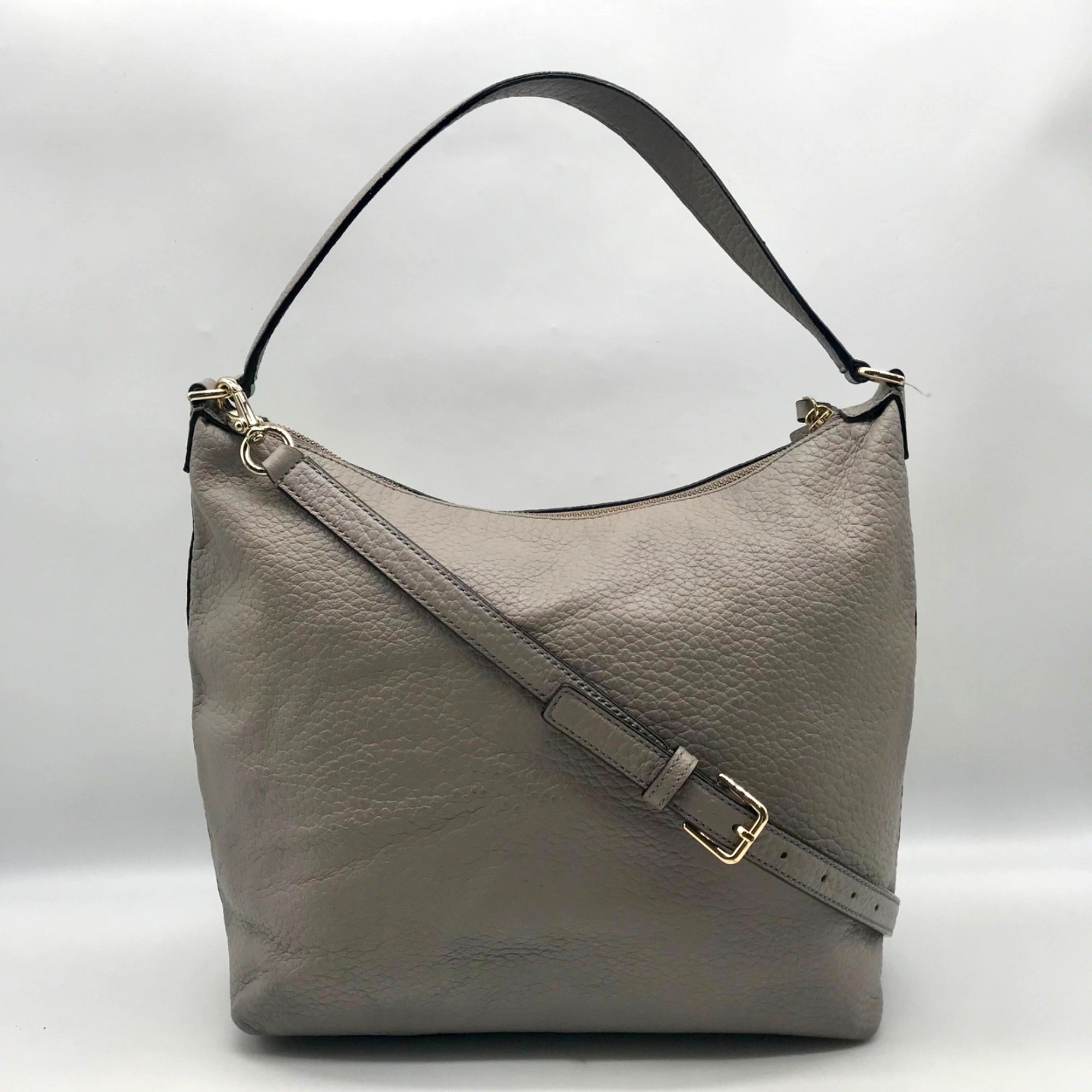 Kate Spade Gray Pebbled Leather Prospect Place Kaia Shoulder Bag