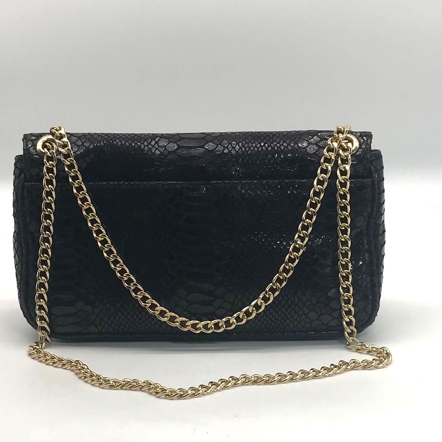 Michael Kors Black Python Leather Hamilton Flap Shoulder Bag