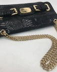 Michael Kors Black Python Leather Hamilton Flap Shoulder Bag
