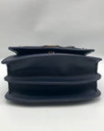 Anne Klein Women's Blue Leather Belted Flap Saddle with Convertible Strap